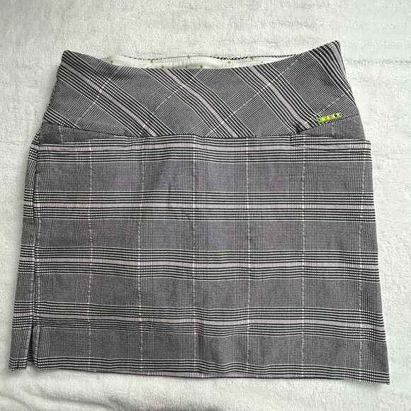 Swing Control Womens Plaid Mini Skort Skirt Size 10 Black & White Stretch Active - Picture 1 of 9